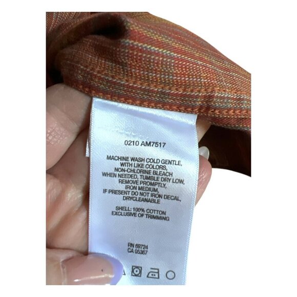 Columbia Men's Light Orange Plaid Long Sleeve Lightweight Button Down Shirt Sz L - Picture 6 of 7